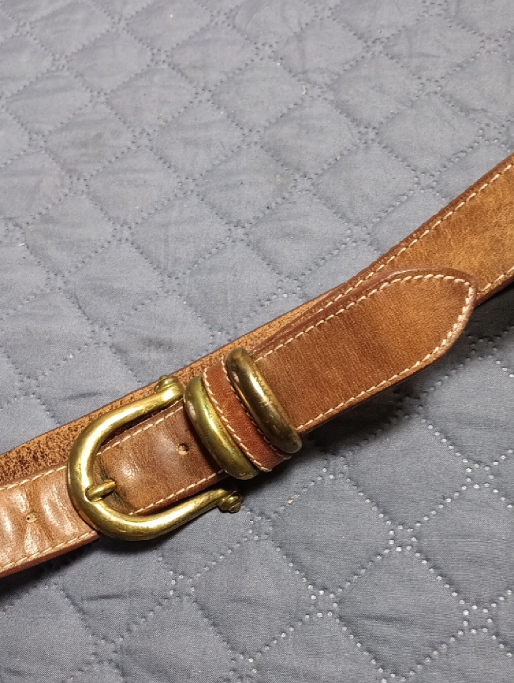 Vintage Women’s Leather Belt with Brass Buckle